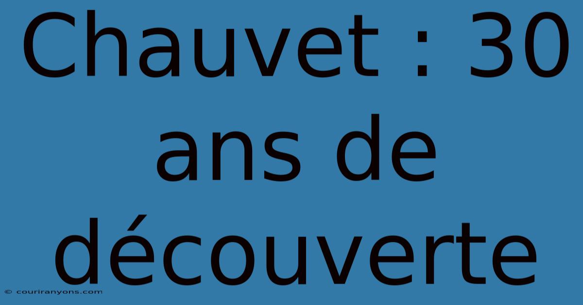 Chauvet : 30 Ans De Découverte