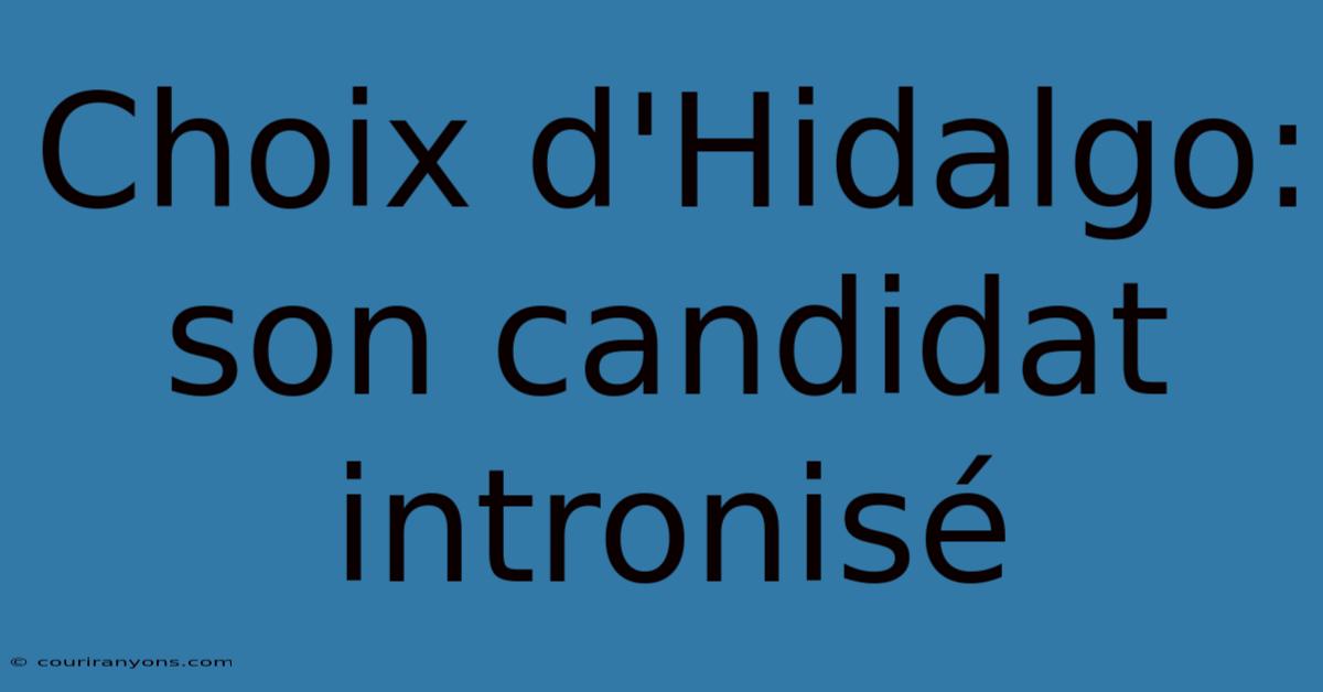 Choix D'Hidalgo: Son Candidat Intronisé