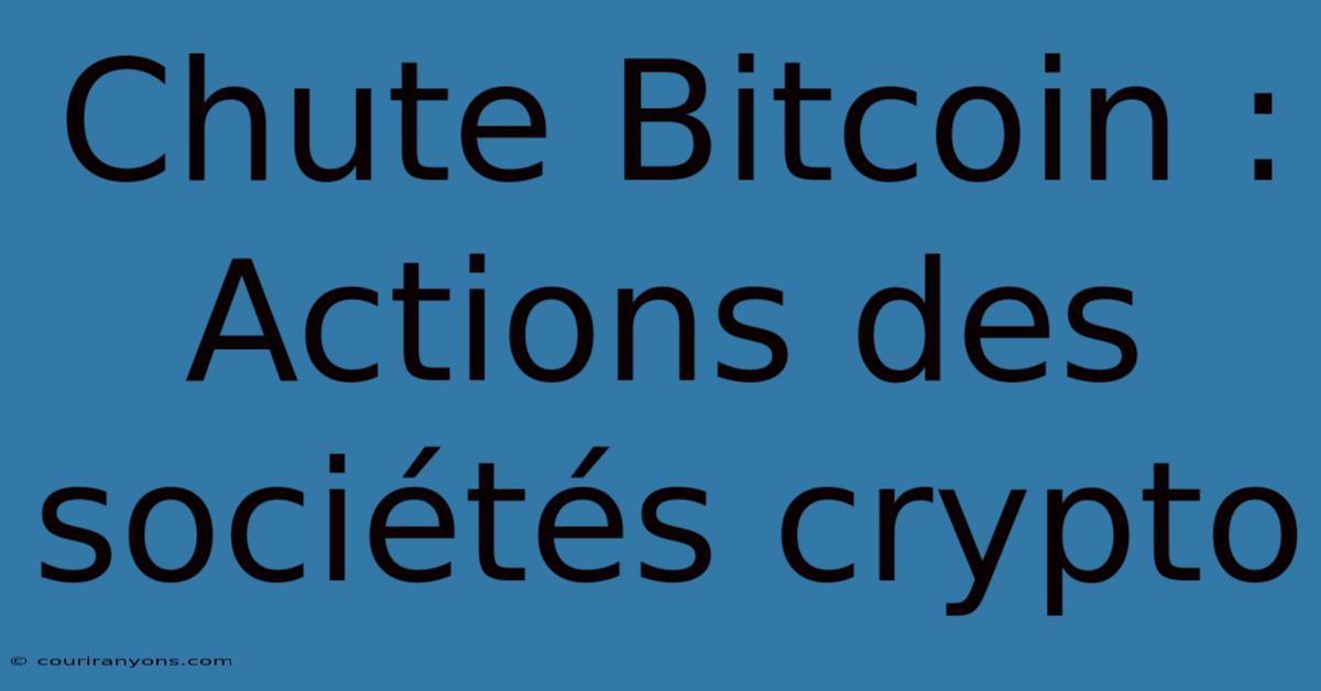 Chute Bitcoin : Actions Des Sociétés Crypto