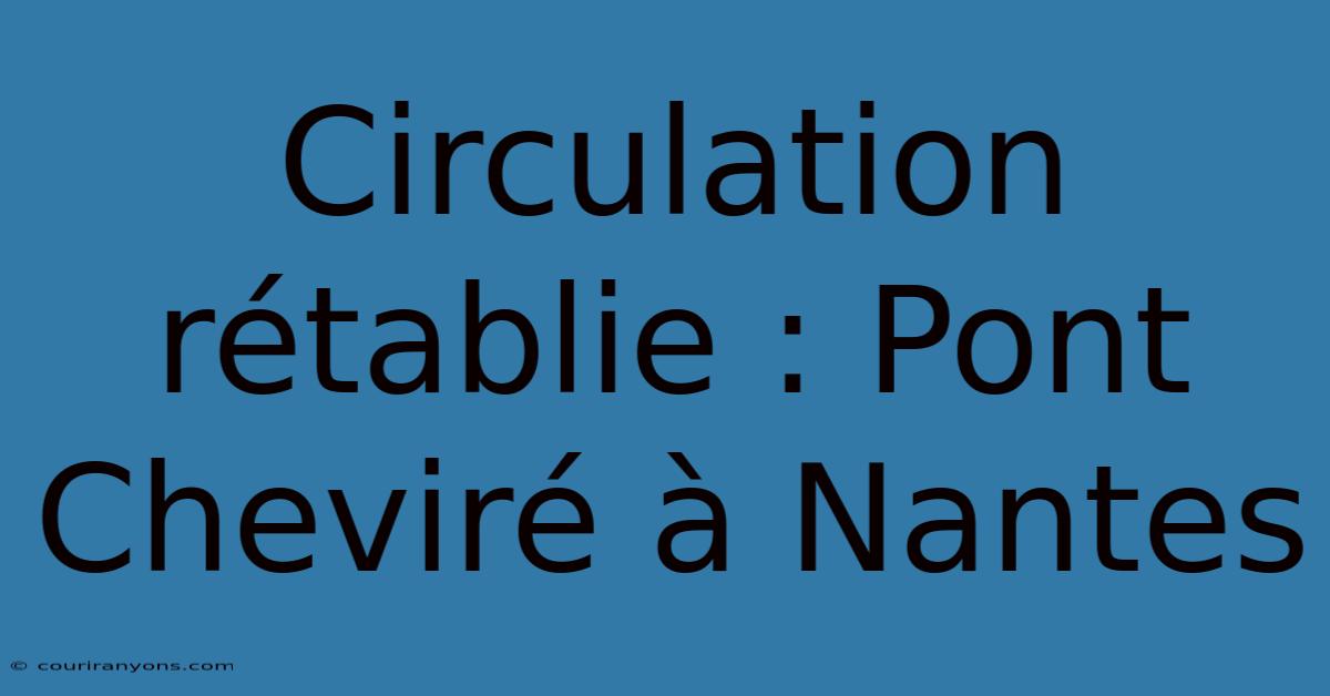 Circulation Rétablie : Pont Cheviré À Nantes