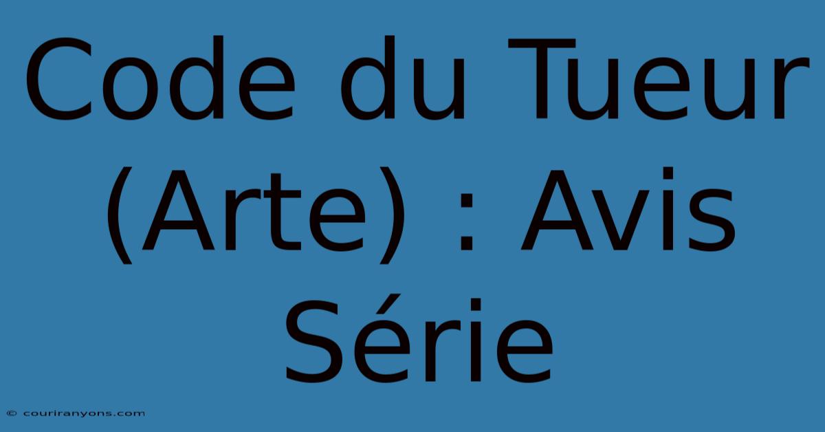 Code Du Tueur (Arte) : Avis Série