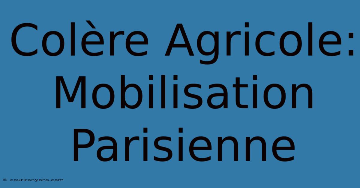 Colère Agricole: Mobilisation Parisienne