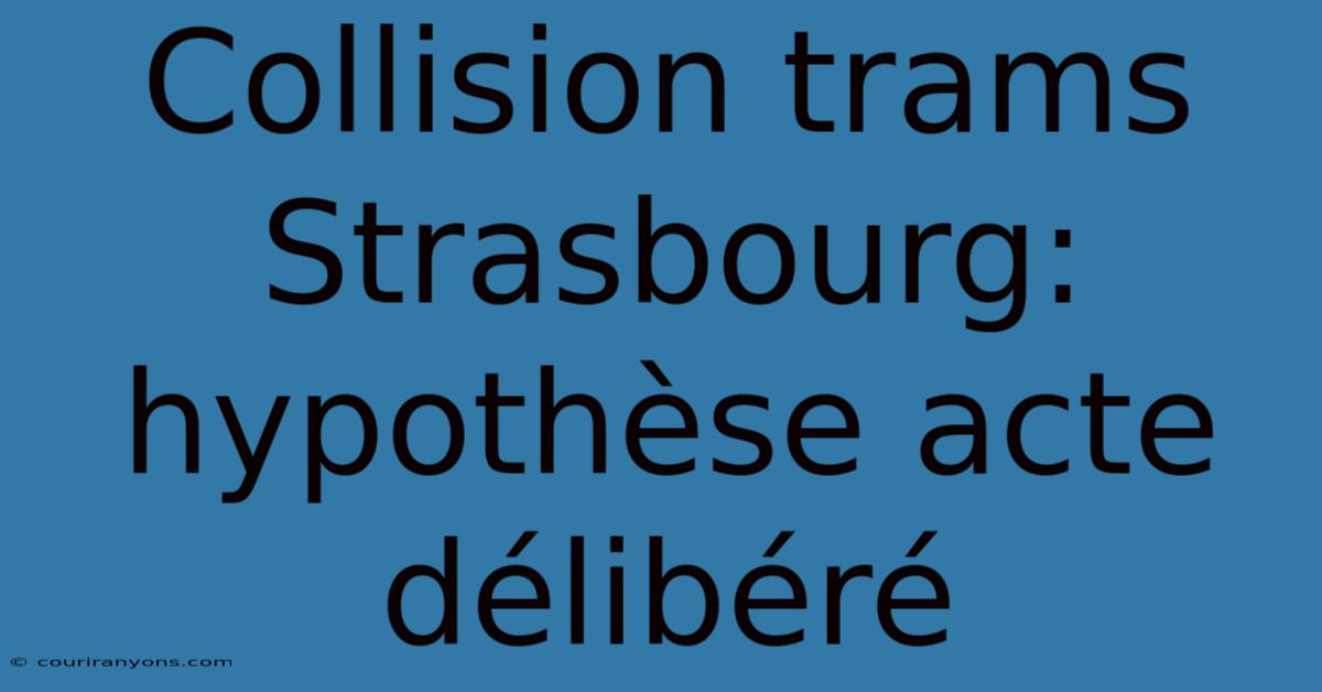 Collision Trams Strasbourg: Hypothèse Acte Délibéré