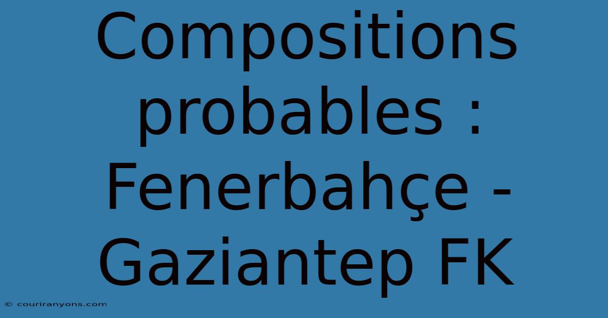 Compositions Probables : Fenerbahçe - Gaziantep FK