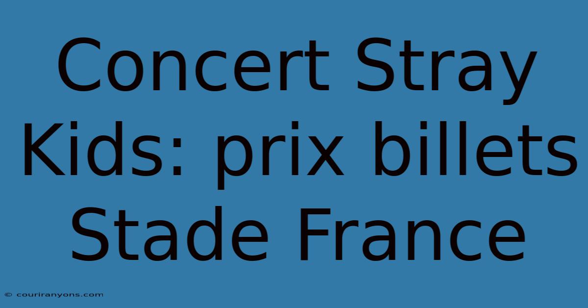 Concert Stray Kids: Prix Billets Stade France