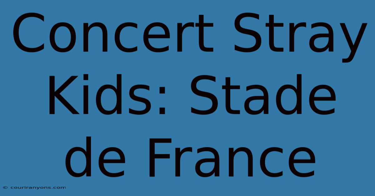 Concert Stray Kids: Stade De France