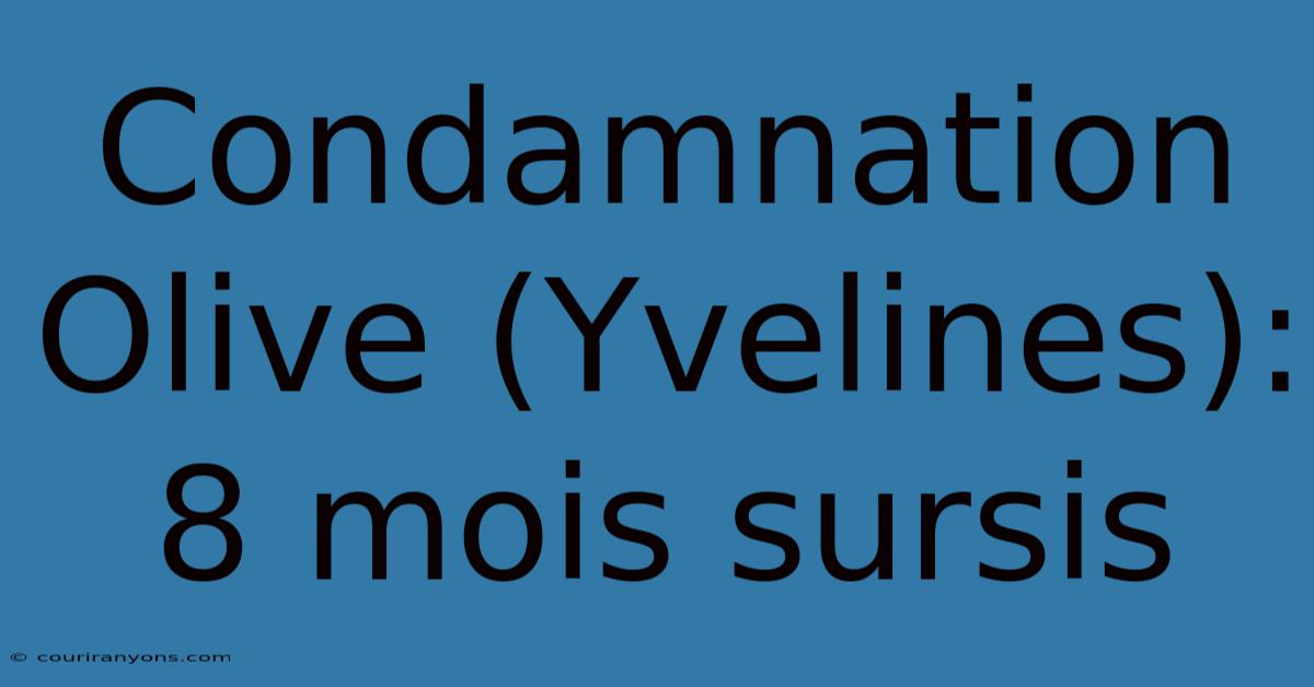 Condamnation Olive (Yvelines): 8 Mois Sursis