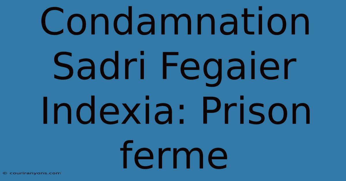 Condamnation Sadri Fegaier Indexia: Prison Ferme