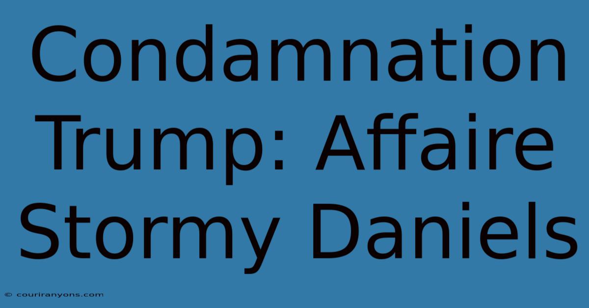 Condamnation Trump: Affaire Stormy Daniels