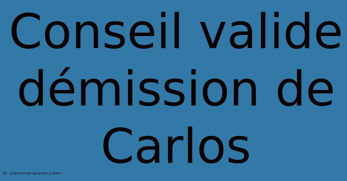 Conseil Valide Démission De Carlos