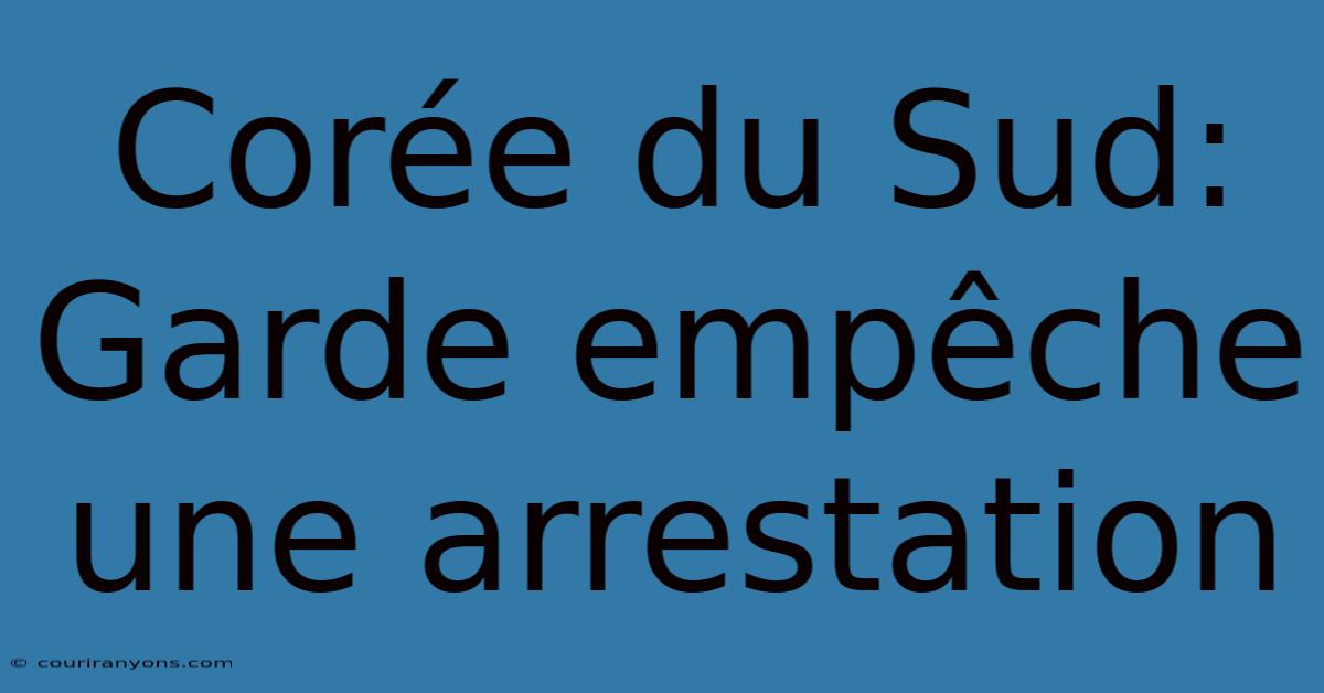 Corée Du Sud: Garde Empêche Une Arrestation