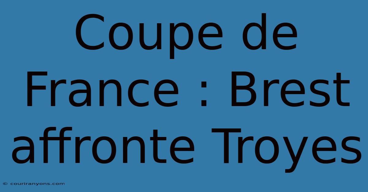 Coupe De France : Brest Affronte Troyes