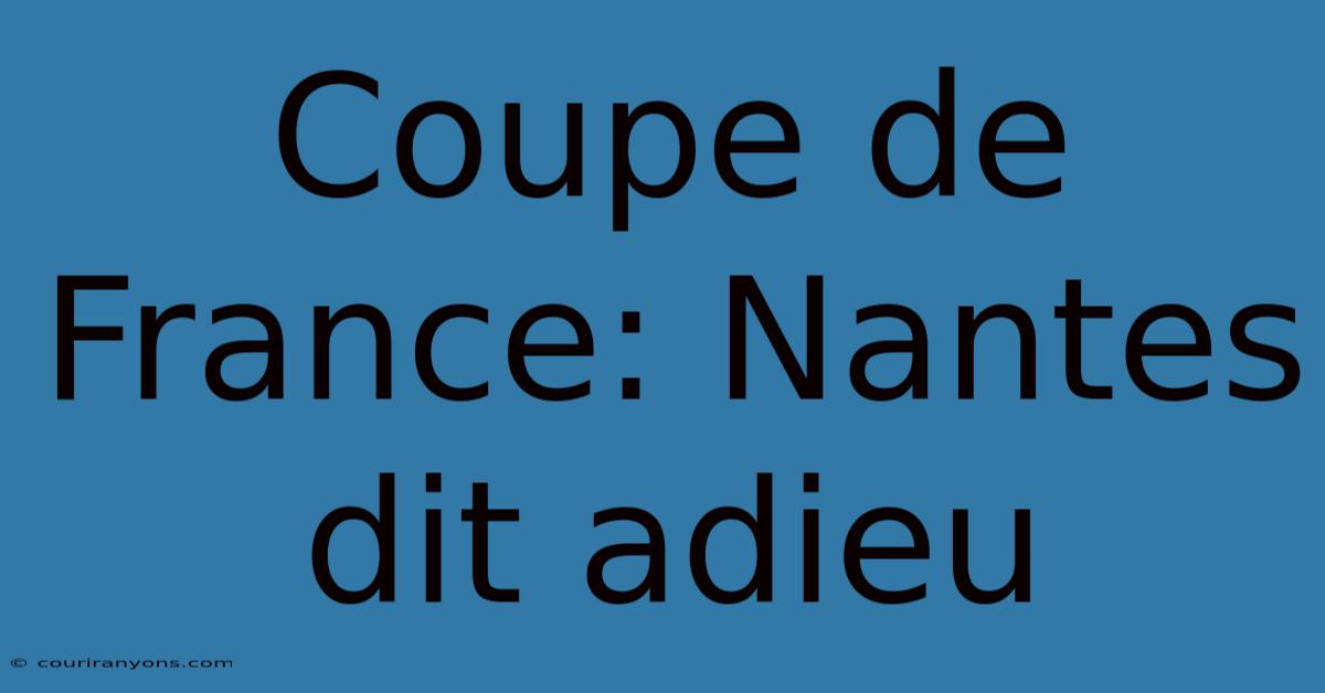 Coupe De France: Nantes Dit Adieu