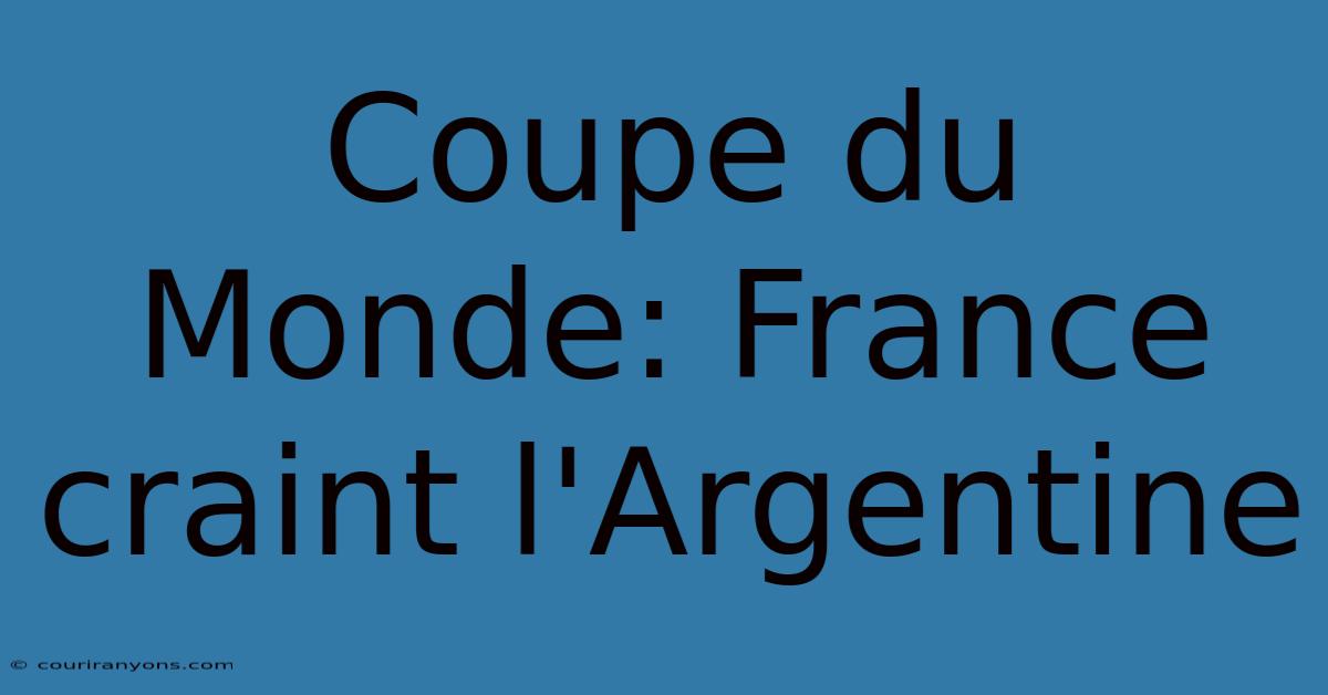 Coupe Du Monde: France Craint L'Argentine