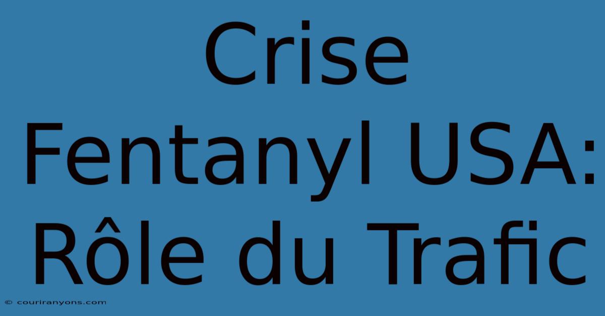 Crise Fentanyl USA: Rôle Du Trafic