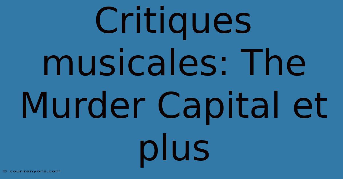 Critiques Musicales: The Murder Capital Et Plus