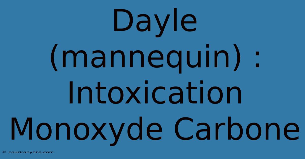 Dayle (mannequin) : Intoxication Monoxyde Carbone