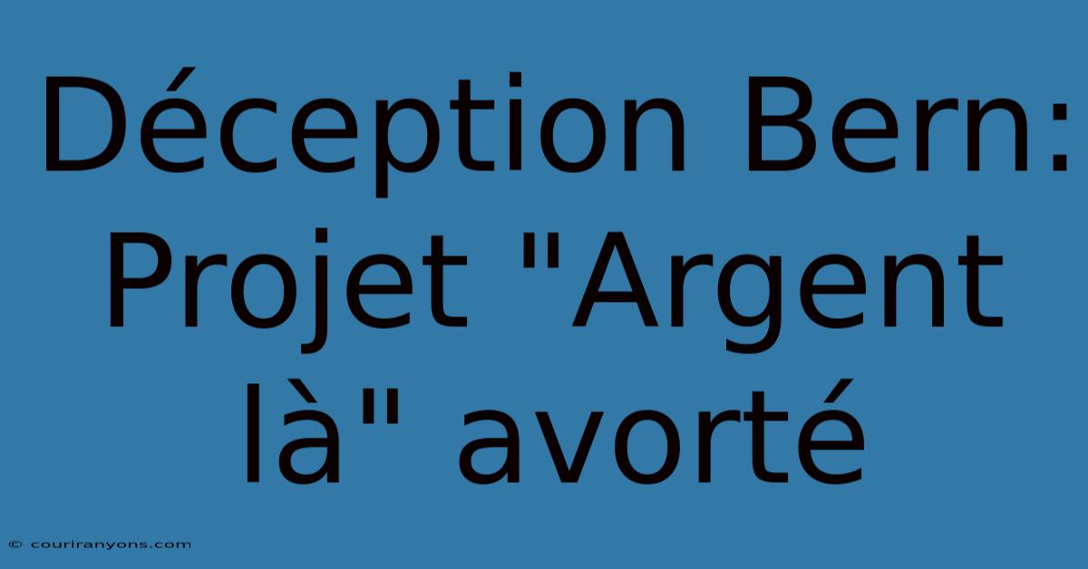 Déception Bern: Projet 