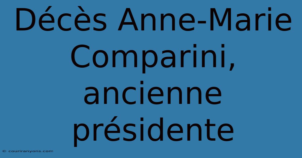 Décès Anne-Marie Comparini, Ancienne Présidente