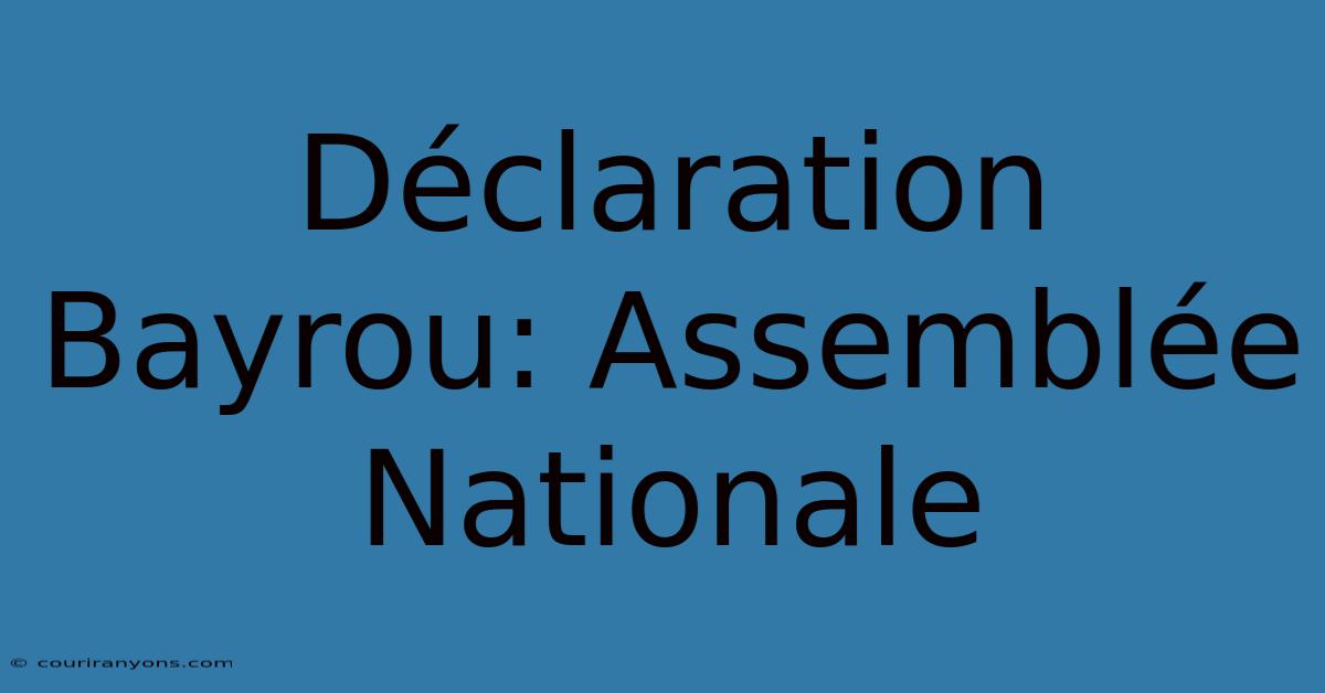 Déclaration Bayrou: Assemblée Nationale