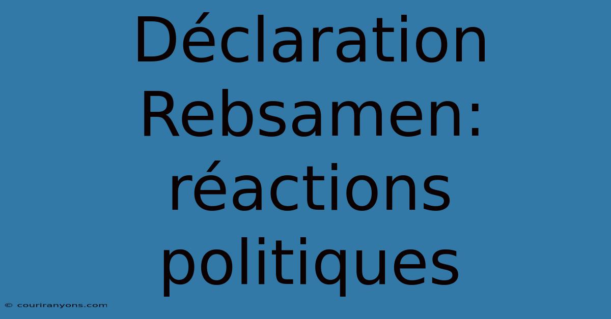 Déclaration Rebsamen: Réactions Politiques