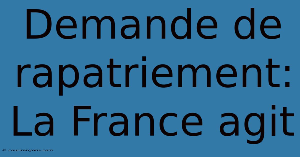 Demande De Rapatriement: La France Agit