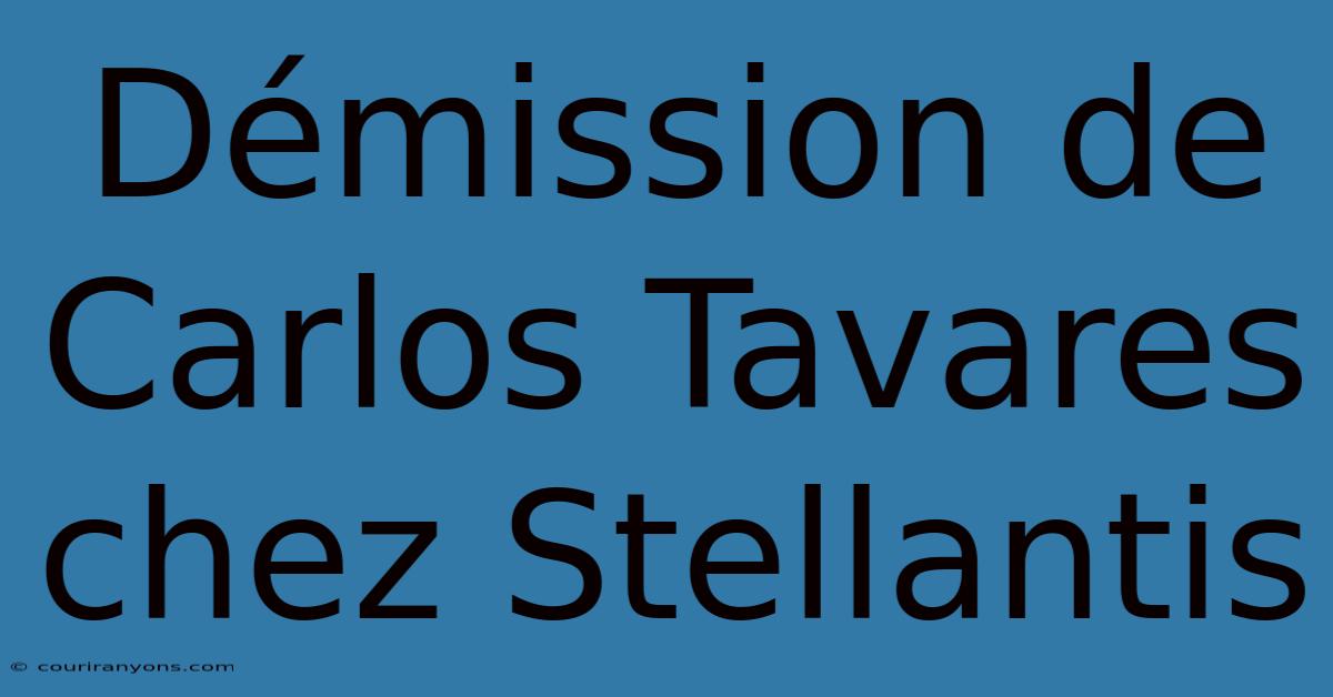 Démission De Carlos Tavares Chez Stellantis