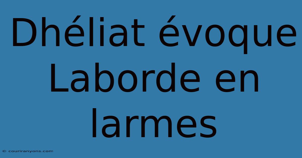 Dhéliat Évoque Laborde En Larmes