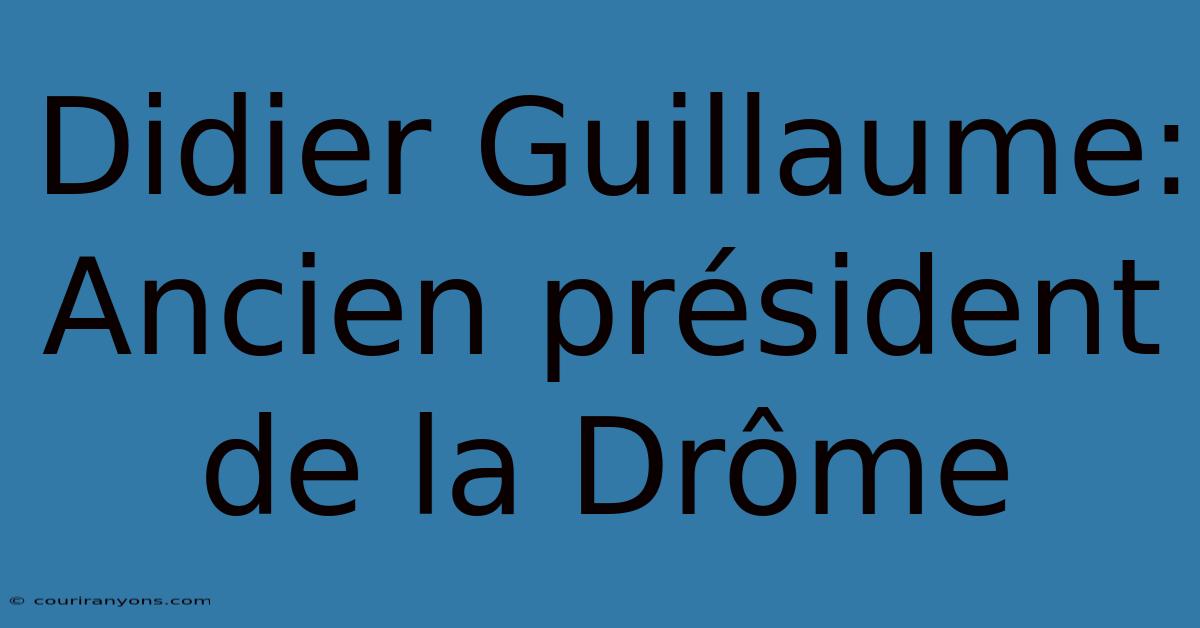 Didier Guillaume: Ancien Président De La Drôme