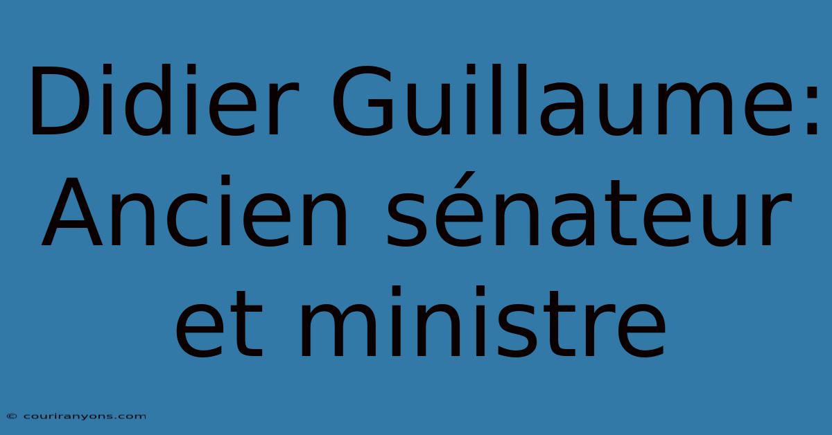 Didier Guillaume: Ancien Sénateur Et Ministre