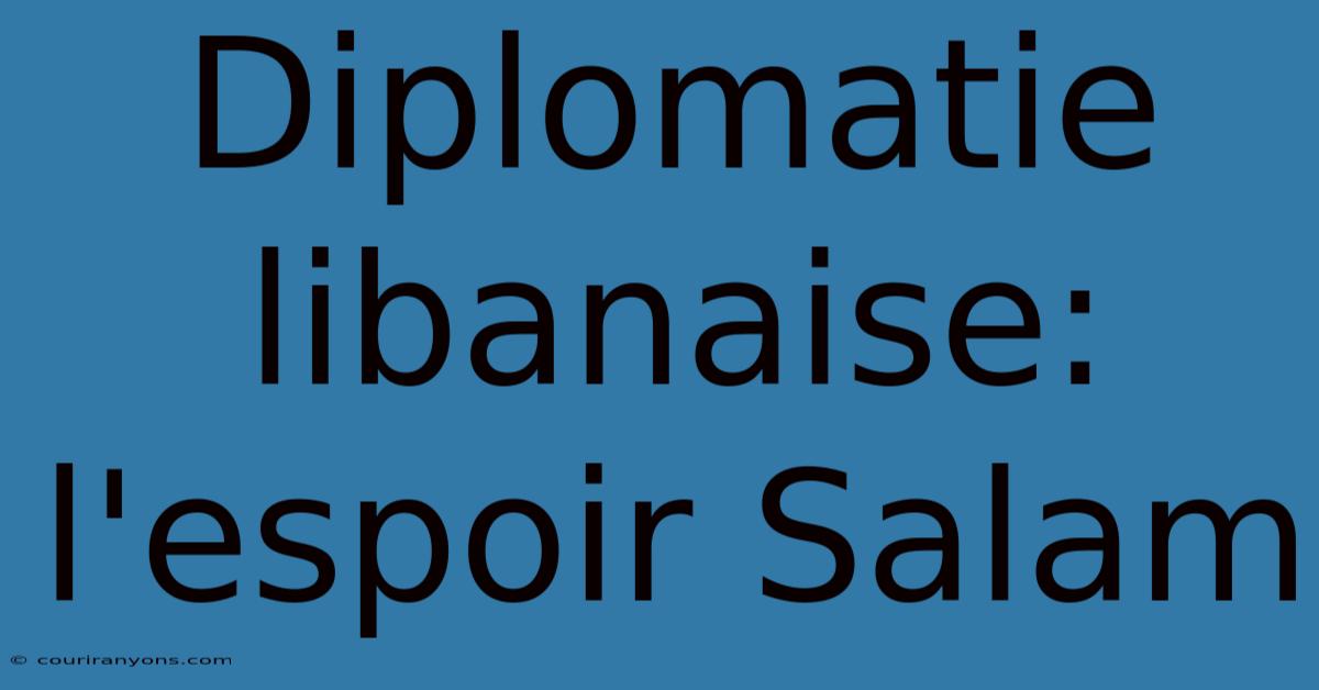 Diplomatie Libanaise: L'espoir Salam