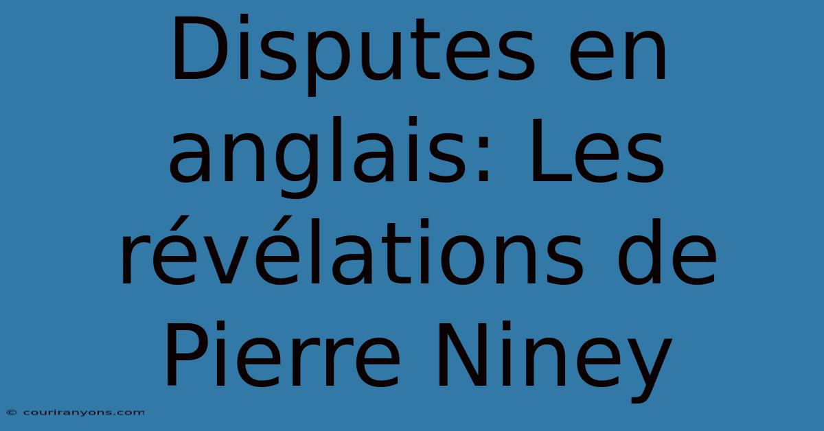 Disputes En Anglais: Les Révélations De Pierre Niney