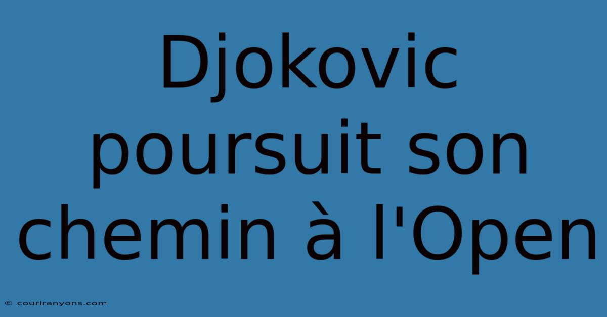 Djokovic Poursuit Son Chemin À L'Open