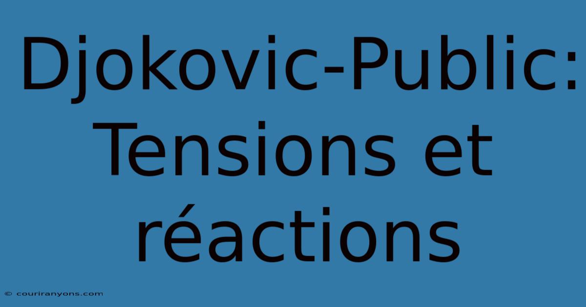 Djokovic-Public:  Tensions Et Réactions