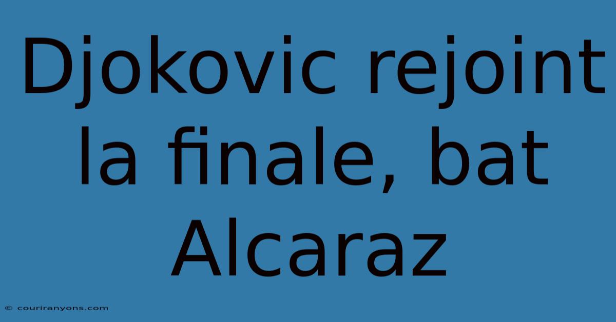 Djokovic Rejoint La Finale, Bat Alcaraz