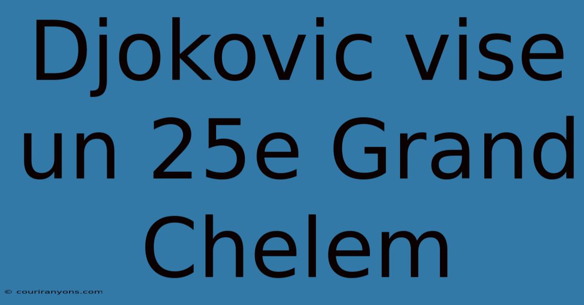 Djokovic Vise Un 25e Grand Chelem