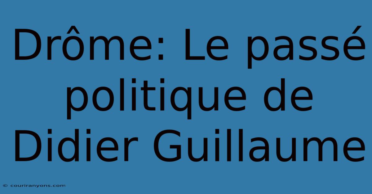 Drôme: Le Passé Politique De Didier Guillaume