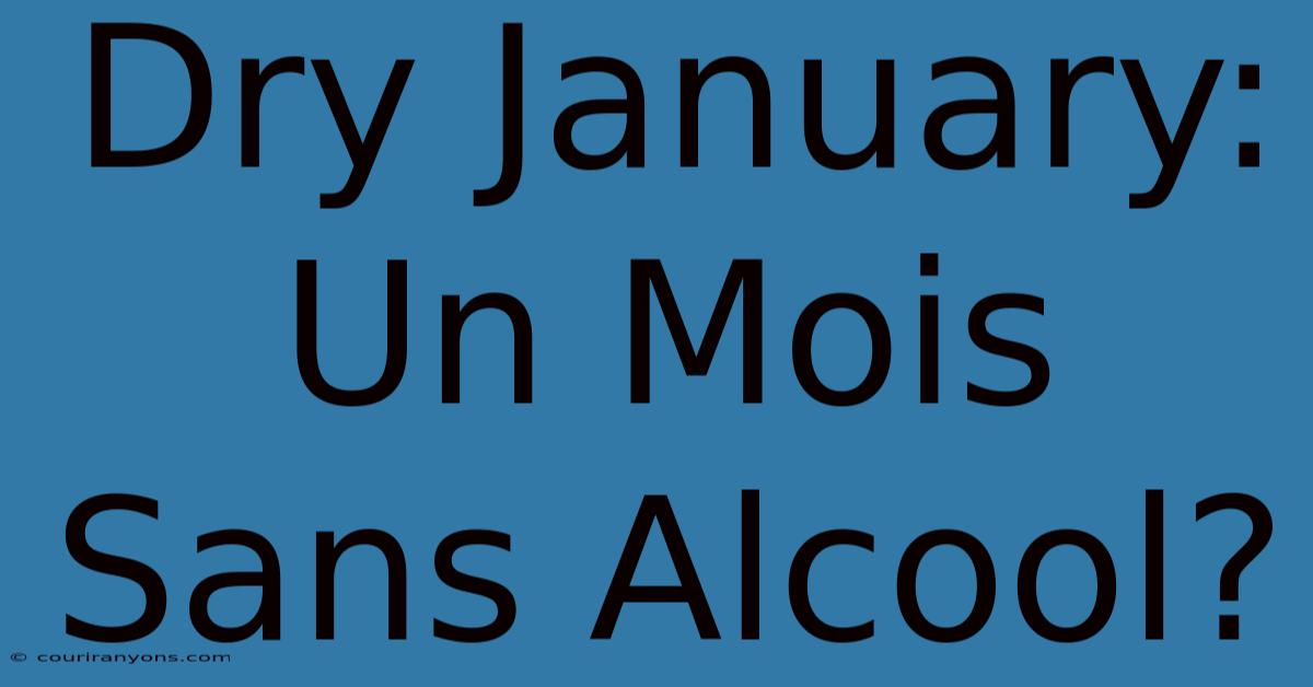 Dry January:  Un Mois Sans Alcool?