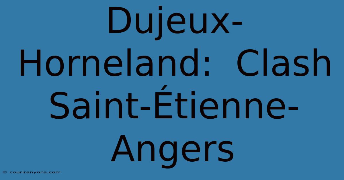 Dujeux-Horneland:  Clash Saint-Étienne-Angers