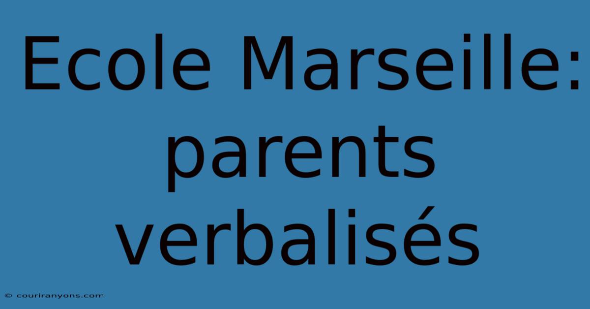 Ecole Marseille: Parents Verbalisés