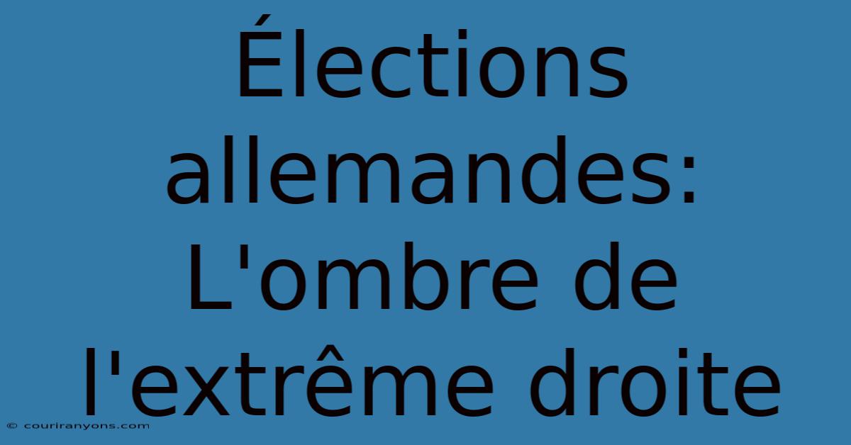 Élections Allemandes:  L'ombre De L'extrême Droite