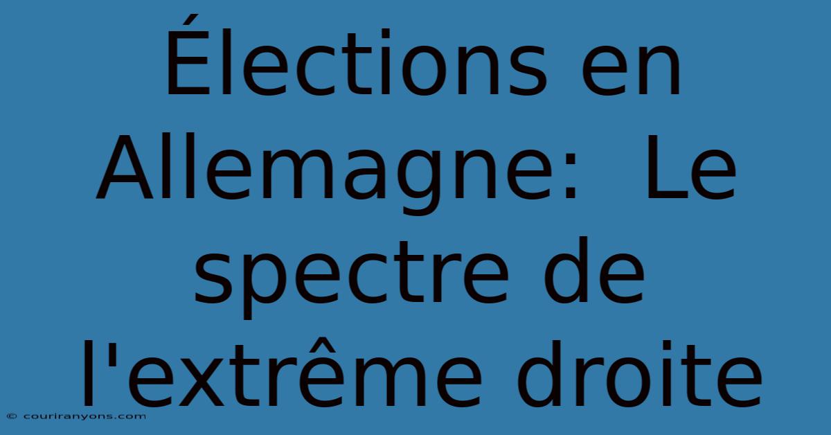 Élections En Allemagne:  Le Spectre De L'extrême Droite