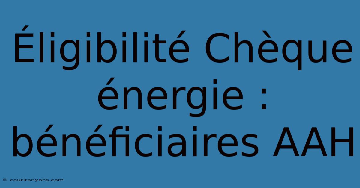 Éligibilité Chèque Énergie : Bénéficiaires AAH