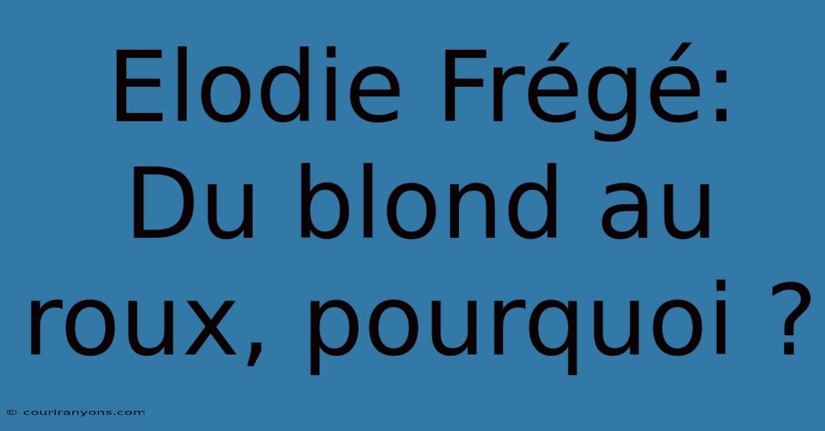 Elodie Frégé: Du Blond Au Roux, Pourquoi ?