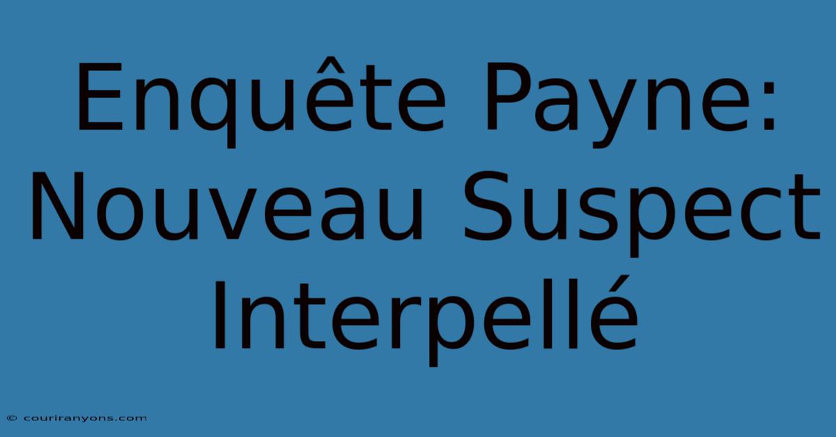 Enquête Payne: Nouveau Suspect Interpellé