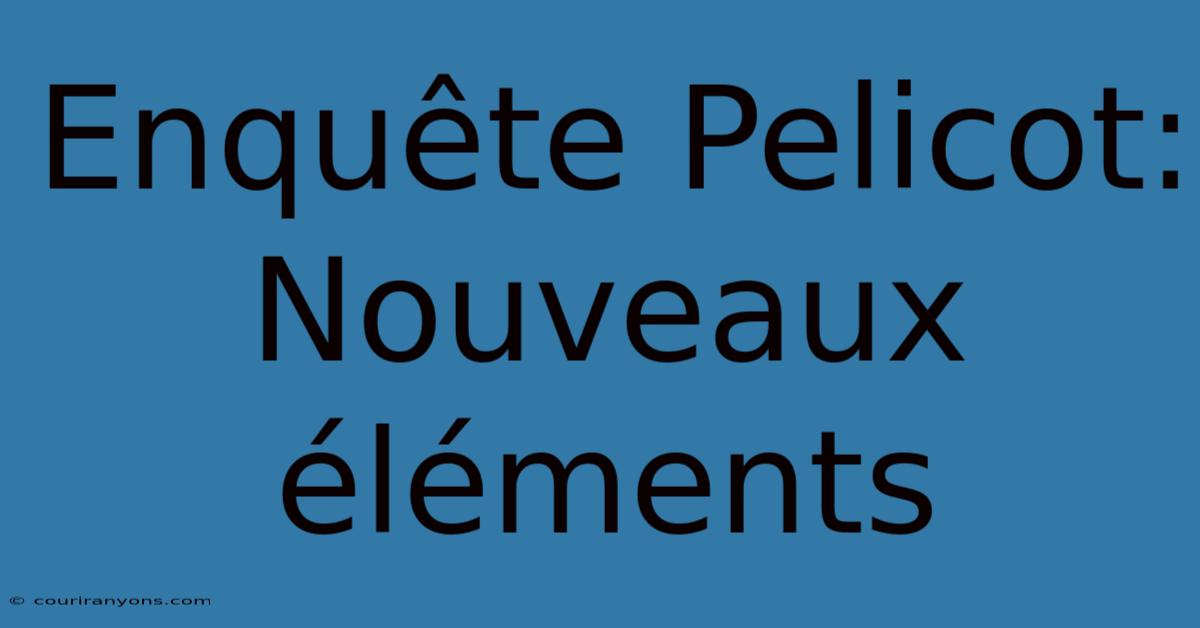 Enquête Pelicot: Nouveaux Éléments