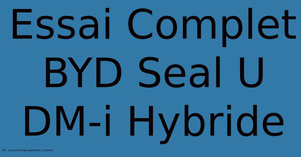 Essai Complet BYD Seal U DM-i Hybride