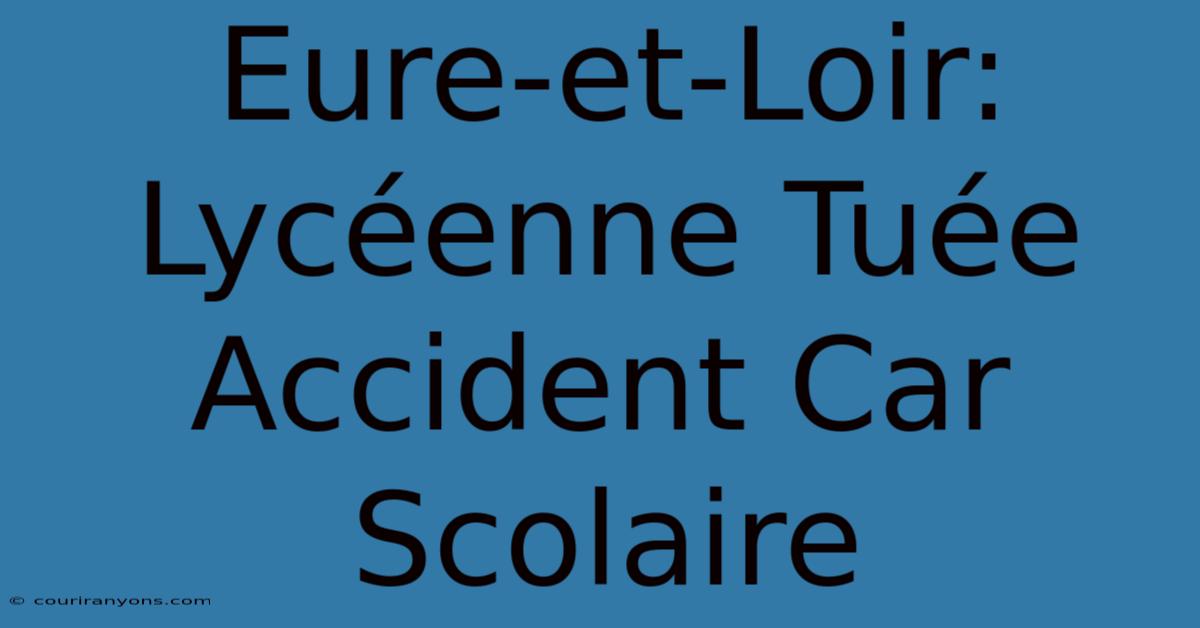 Eure-et-Loir: Lycéenne Tuée Accident Car Scolaire