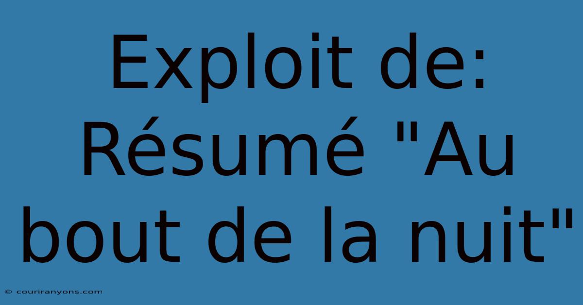 Exploit De: Résumé 