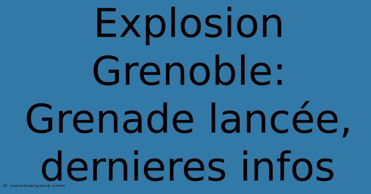 Explosion Grenoble: Grenade Lancée, Dernieres Infos